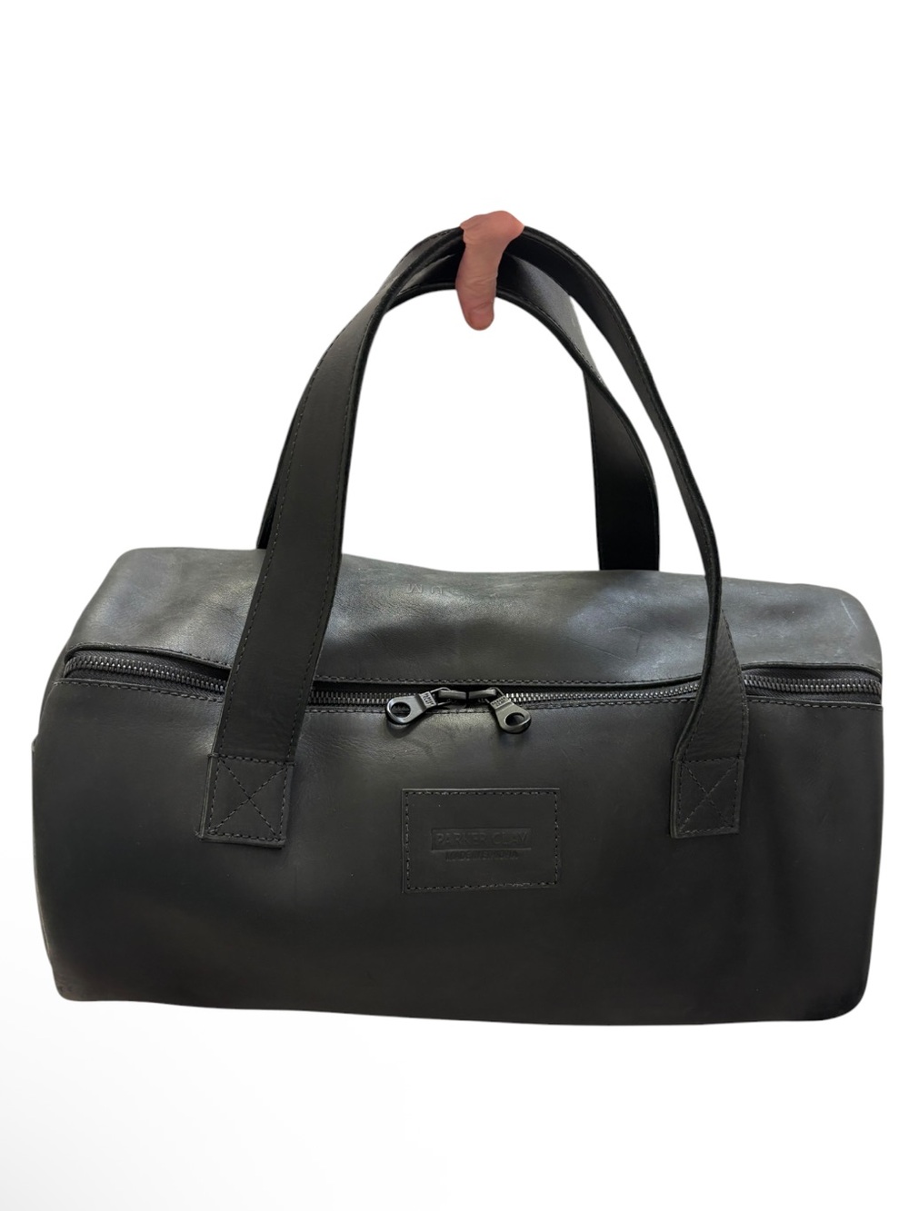 Parker Clay black leather duffle bag